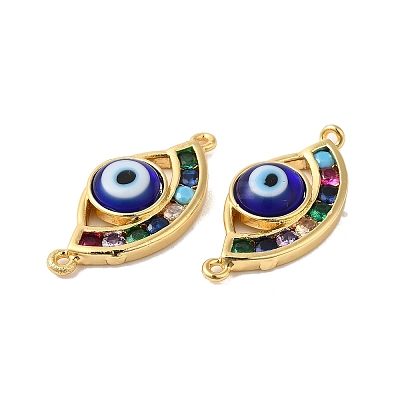 Evil Eye Lampwork Connector Charms LAMP-E034-03G-1