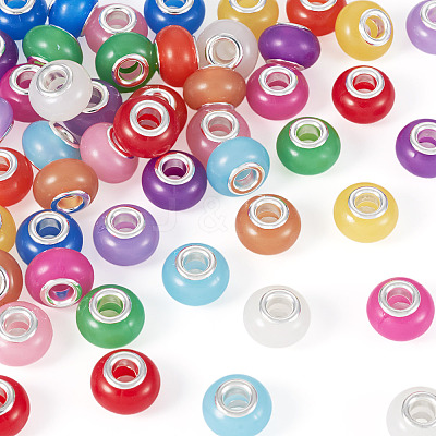 60Pcs 12 Colors Luminous Acrylic European Beads LACR-TA0001-06-1