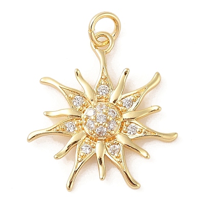 Brass Micro Pave Clear Cubic Zirconia Pendants ZIRC-P121-05D-G-1