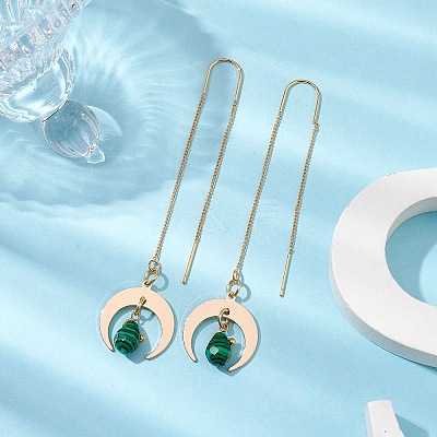 Synthetic Malachite Teardrop Dangle Stud Earrings EJEW-JE05712-02-1