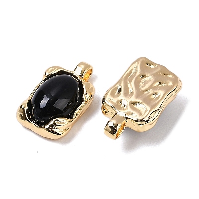 Brass with Glass and Imitation Agate Pendants Pendants KK-Q030-24G-1