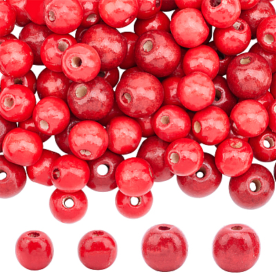 150Pcs 2 Styles Dyed Natural Wood Beads COCO-PA0001-14-1