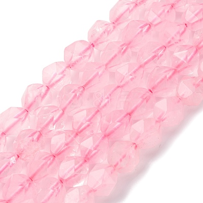 Faceted Natural Rose Quartz Gemstone Bead Strands G-J331-02-8mm-1