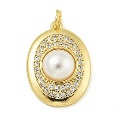 Rack Plating Brass Micro Pave Cubic Zirconia Pendants KK-Z067-20G-1