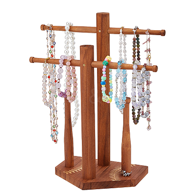Baseball Wooden Jewelry Ring Display Tower Stands ODIS-WH0086-223A-1