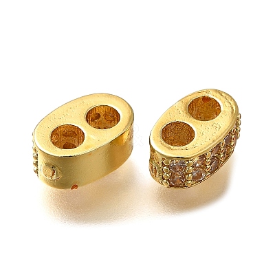 Rack Plating Brass Micro Pave Cubic Zirconia Connector Charms KK-M313-03G-1