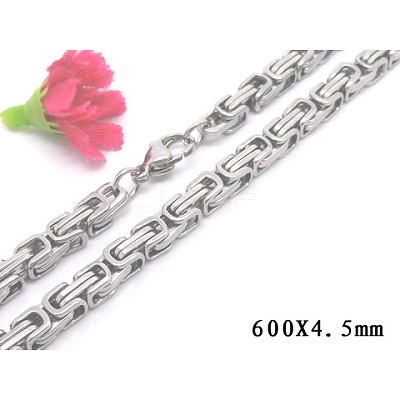Non-Tarnish 201 Stainless Steel Byzantine Chain Necklaces NJEW-V0313-04-1