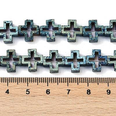 Electroplated Natural Lava Rock Beads Strands G-K388-02C-1