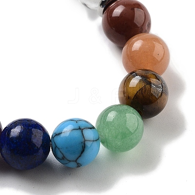 Natural Obsidian Round Beaded Chakra Stretch Bracelets BJEW-K251-01F-1