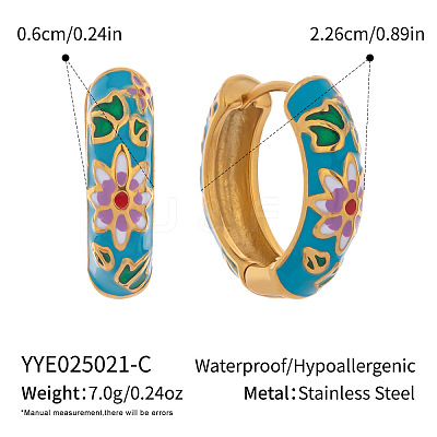 304 Stainless Steel Flower Hoop Earrings BA9451-1-1