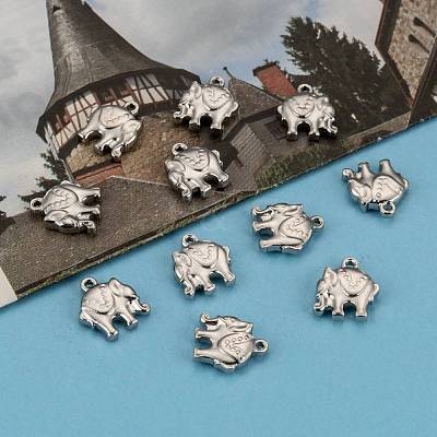 Tarnish Resistant 201 Stainless Steel Elephant Charms STAS-Q192-15-1