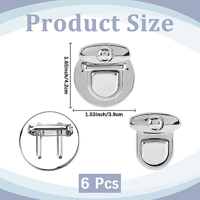 6Pcs Flat Round Alloy Bag Tuck Lock Clasps FIND-CP0003-23P-1