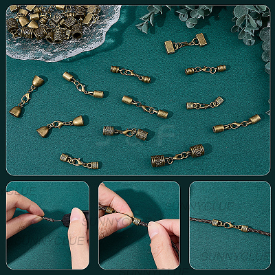 32Pcs 8 Styles Alloy Cord Ends HJEW-SC0003-09-1