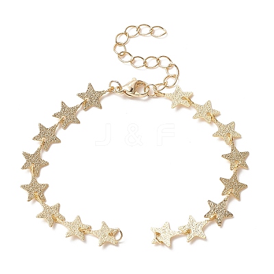 Brass Star Link Chain Bracelet Making AJEW-JB01150-01-1