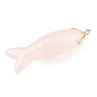 Natural Rose Quartz Carved Pendants G-P599-08G-04-1