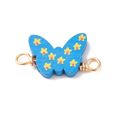 Spray Painted Wood Connector Charms PALLOY-JF01427-08-1