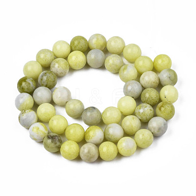 Natural Yellow Mustard Jasper Beads Strands X-G-Q462-8mm-39-1