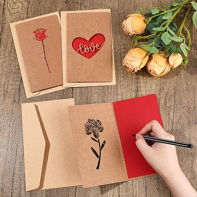 5 Bags Kraft Paper Greeting Cards AJEW-YW0001-50A-1