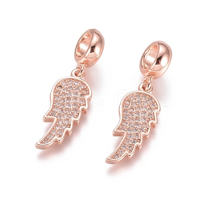Brass Micro Pave Cubic Zirconia European Dangle Charms ZIRC-E163-11RG-1