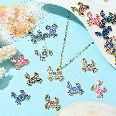35Pcs 7 Styles Printed Alloy Pendants ENAM-CJ0005-97-1