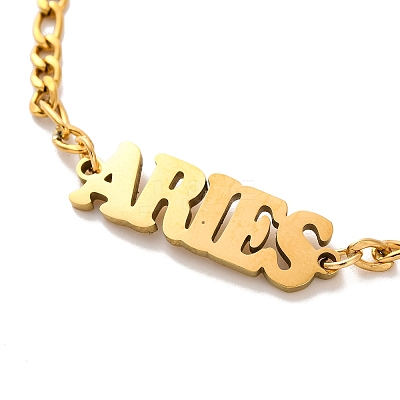 Constellation 202 Stainless Steel Figaro Chain Link Bracelets for Women Men LS-AJEW-U006-01G-1
