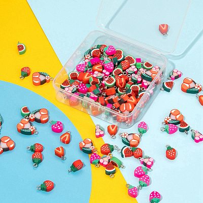 140Pcs 7 Styles Handmade Polymer Clay Pendants CLAY-LS0001-11-1