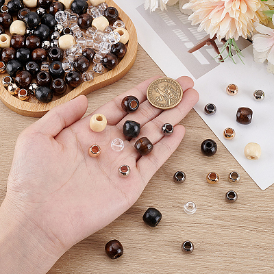 150Pcs 8 Styles Alloy & Wood & Plastic Beads FIND-PA0001-24-1