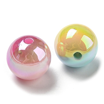 UV Plating Rainbow Iridescent Opaque Acrylic Beads MACR-D081-02-1