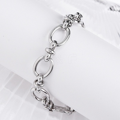 Tarnish Resistant 304 Stainless Steel Oval Link Chain Bracelets BJEW-Z011-12P-1