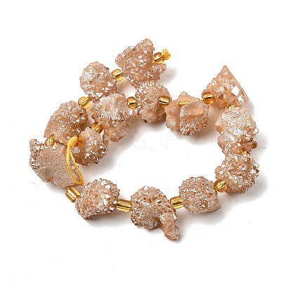 Electroplated Natural Druzy Agate Beads Strands G-G289-02D-1