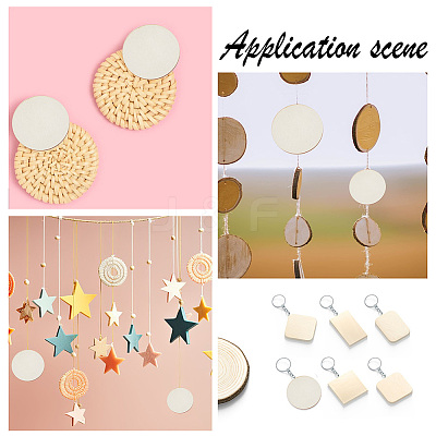 135Pcs 4 Styles Unfinished Wood Discs DIY-HY0001-78-1