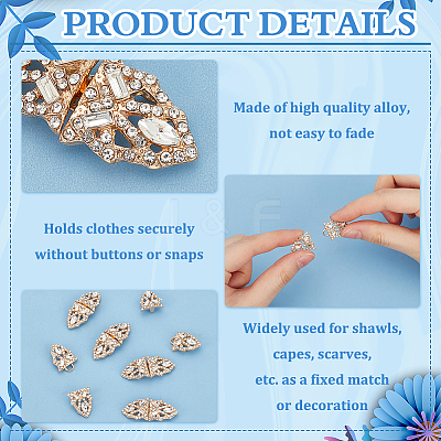 6Pcs Zinc Alloy Rhinestone Snap Lock Clasps FIND-FG0003-46A-1