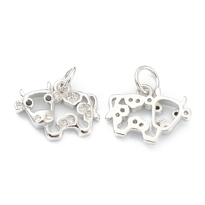Brass Clear Cubic Zirconia Charms ZIRC-B010-22-1