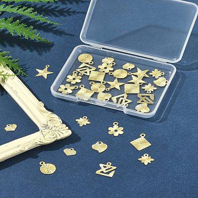 32Pcs 8 Styles Rack Plating Brass Charms KK-FS0001-53-1
