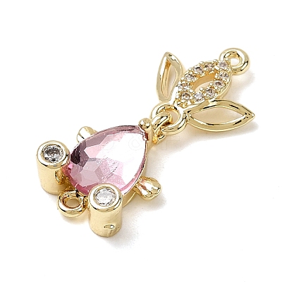 Brass Micro Pave Clear Cubic Zirconia Fish Links Connector Charms KK-K375-26G-1