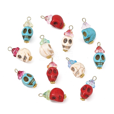 Dyed Synthetic Turquoise Pendants PALLOY-JF06014-1