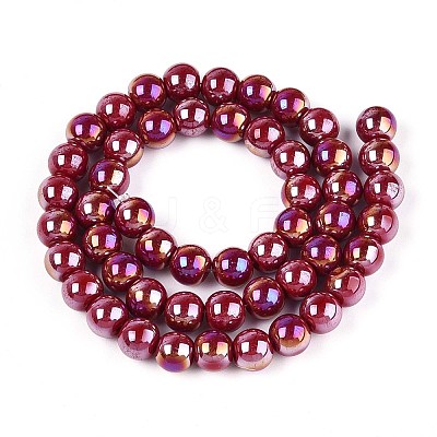 Electroplate Opaque Glass Beads Strands LS-GLAA-T032-P8mm-AB23-1