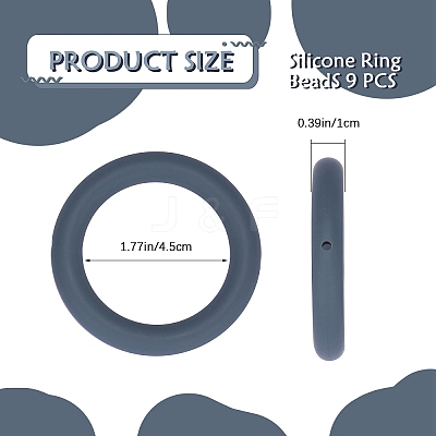 9Pcs Ring Food Grade Eco-Friendly Silicone Focal Beads JX895E-1