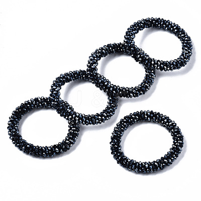 Faceted Electroplate Glass Beads Stretch Bracelets BJEW-S144-002G-01-1