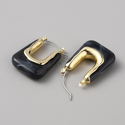 Acrylic Rectangle Hoop Earrings EJEW-WH0012-039B-1