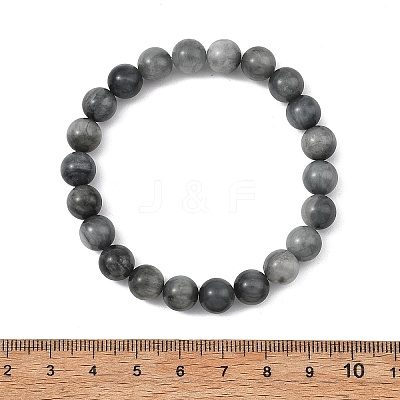 Natural Eagle Eye Stone Round Beads Stretch Bracelets for Women Men BJEW-JB13859-1