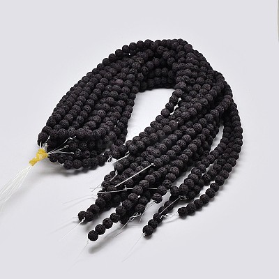 Natural Lava Rock Round Bead Strands G-I124-6mm-10-1