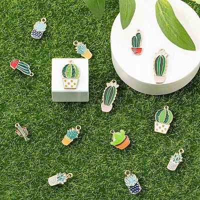 16Pcs 8 Style Alloy Enamel Pendants ENAM-FS0001-12-1