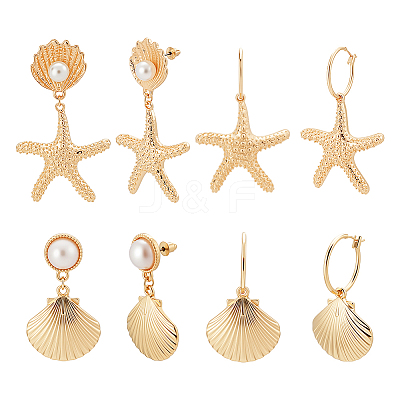 4 Pairs 4 Styles Alloy Dangle Earrings EJEW-GA0001-05-1