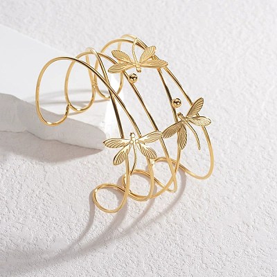 304 Stainless Steel Cuff Bangles BJEW-M082-02G-1