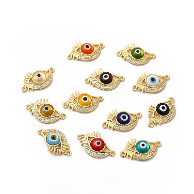 Rack Plating Real 18K Gold Plated Brass Micro Pave Clear Cubic Zirconia Connector Charms ZIRC-L102-08G-1