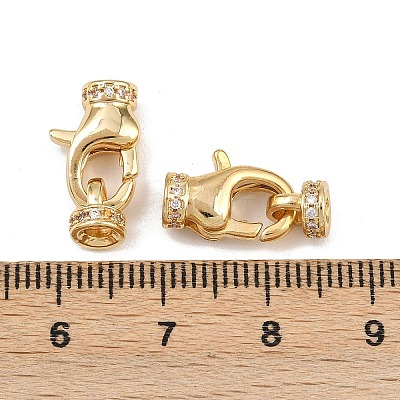 Brass Micro Pave Clear Cubic Zirconia Cord Ends KK-C136-01G-1