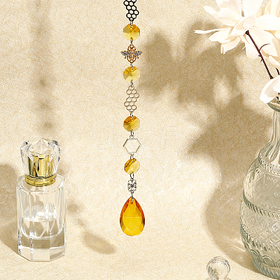 Glass Teardrop & Octagon Prisms Suncatchers Hanging Ornaments HJEW-CA0001-56-1