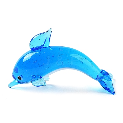 3D Dolphin Handmade Lampwork Display Decoration DJEW-C012-05-1