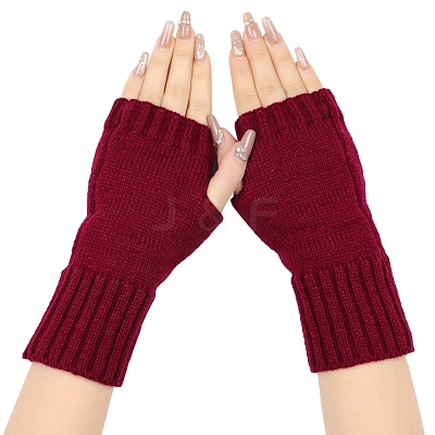 Acrylic Fiber Knitted Mittens Fingerless Gloves PW-WG36FCF-07-1